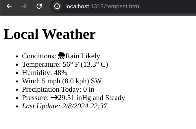 Plain, unstyled weather test page