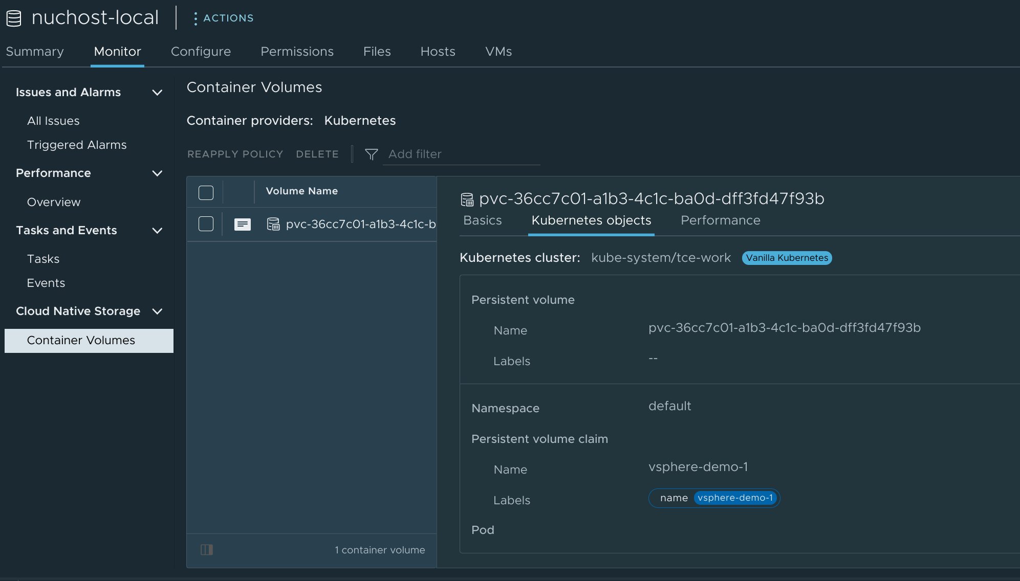 Container Volume in vSphere