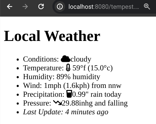 Local test page with matching icons