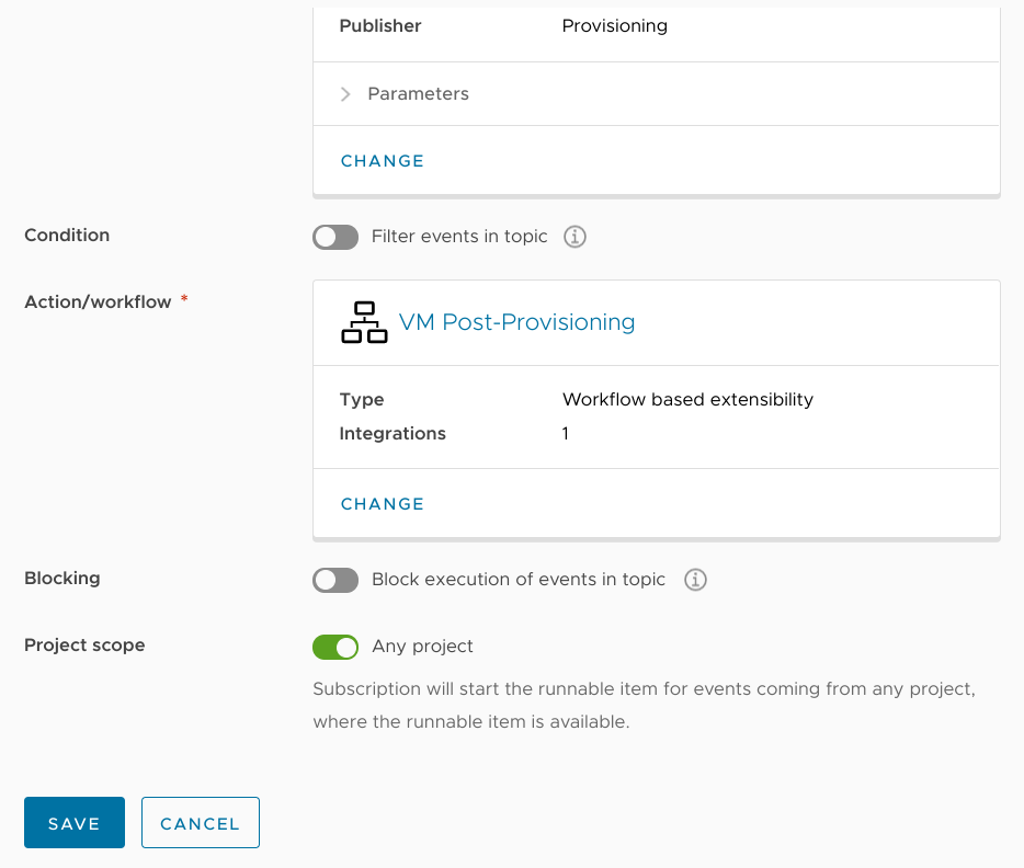 Selecting the workflow