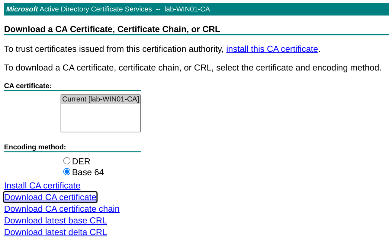 Downloading the CA cert