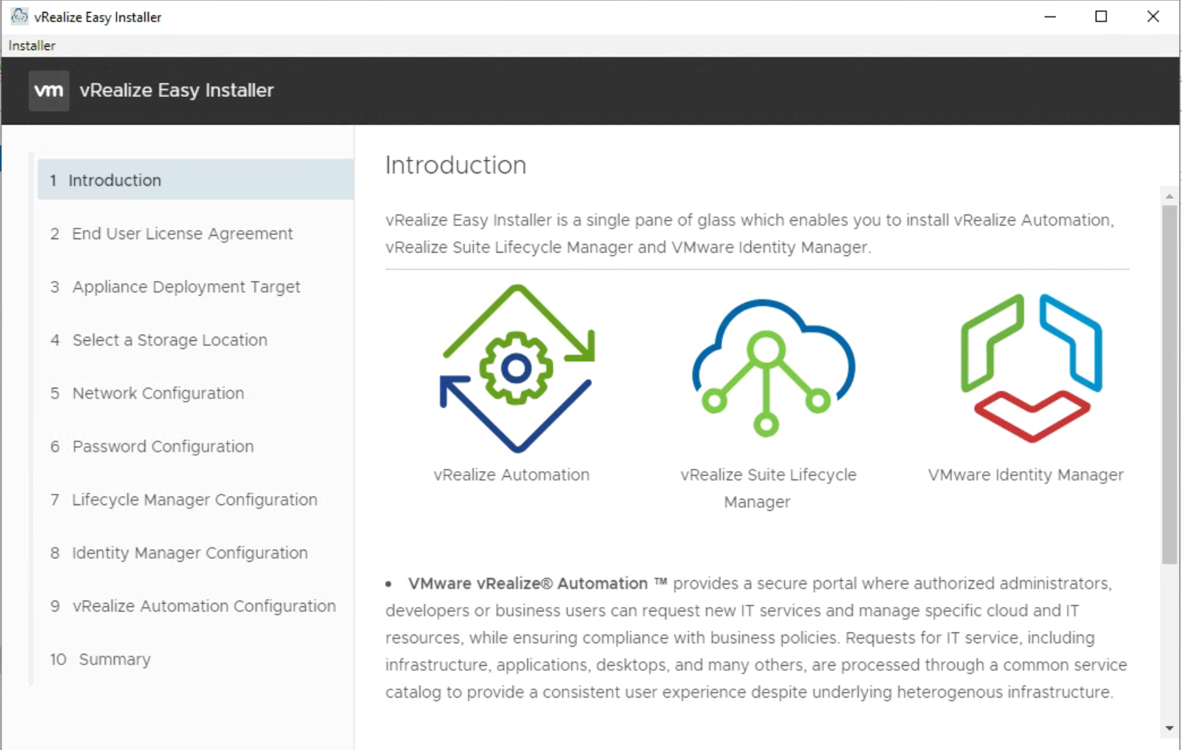 vRealize Easy Installer