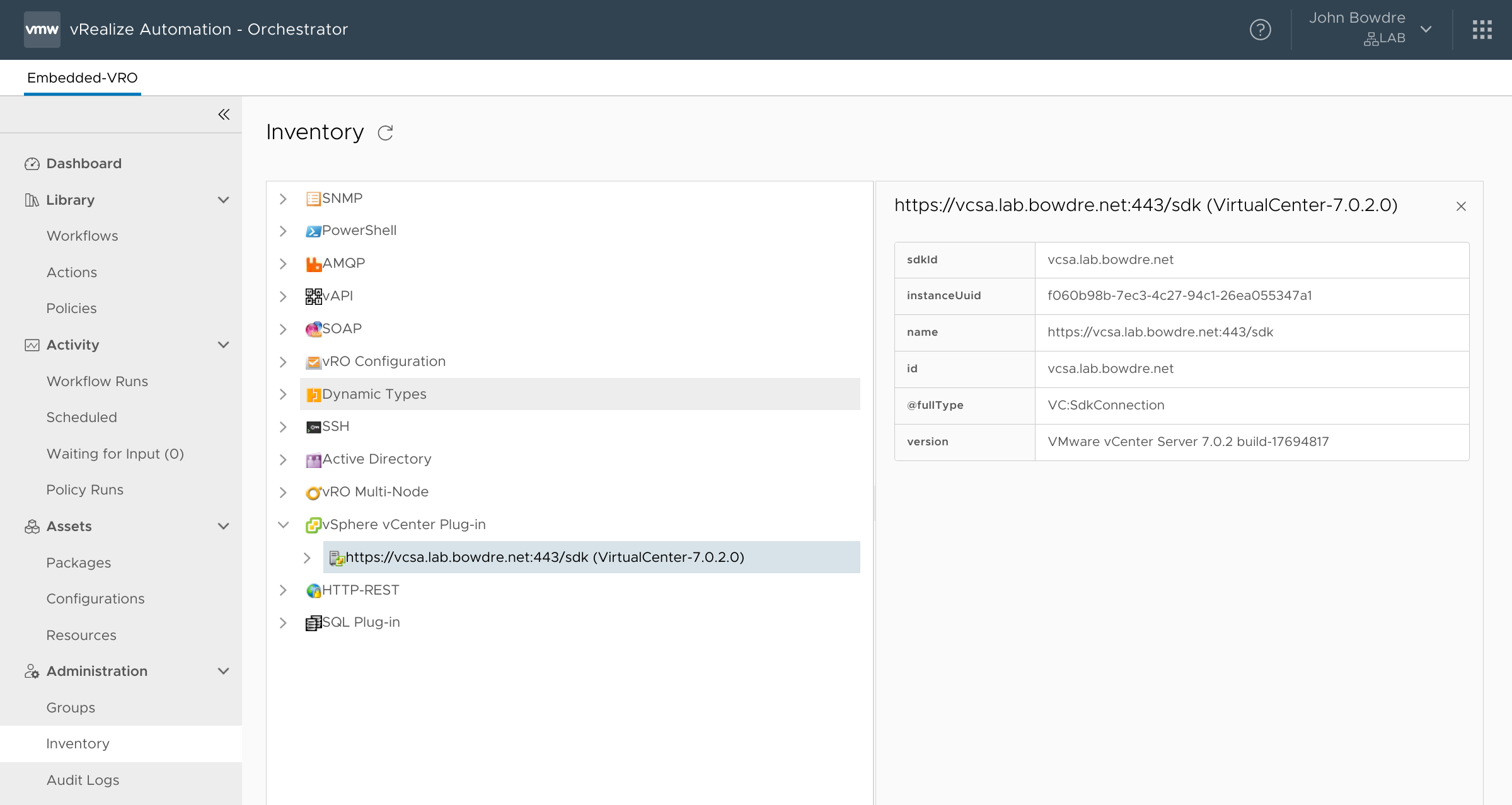 vCenter plugin endpoint