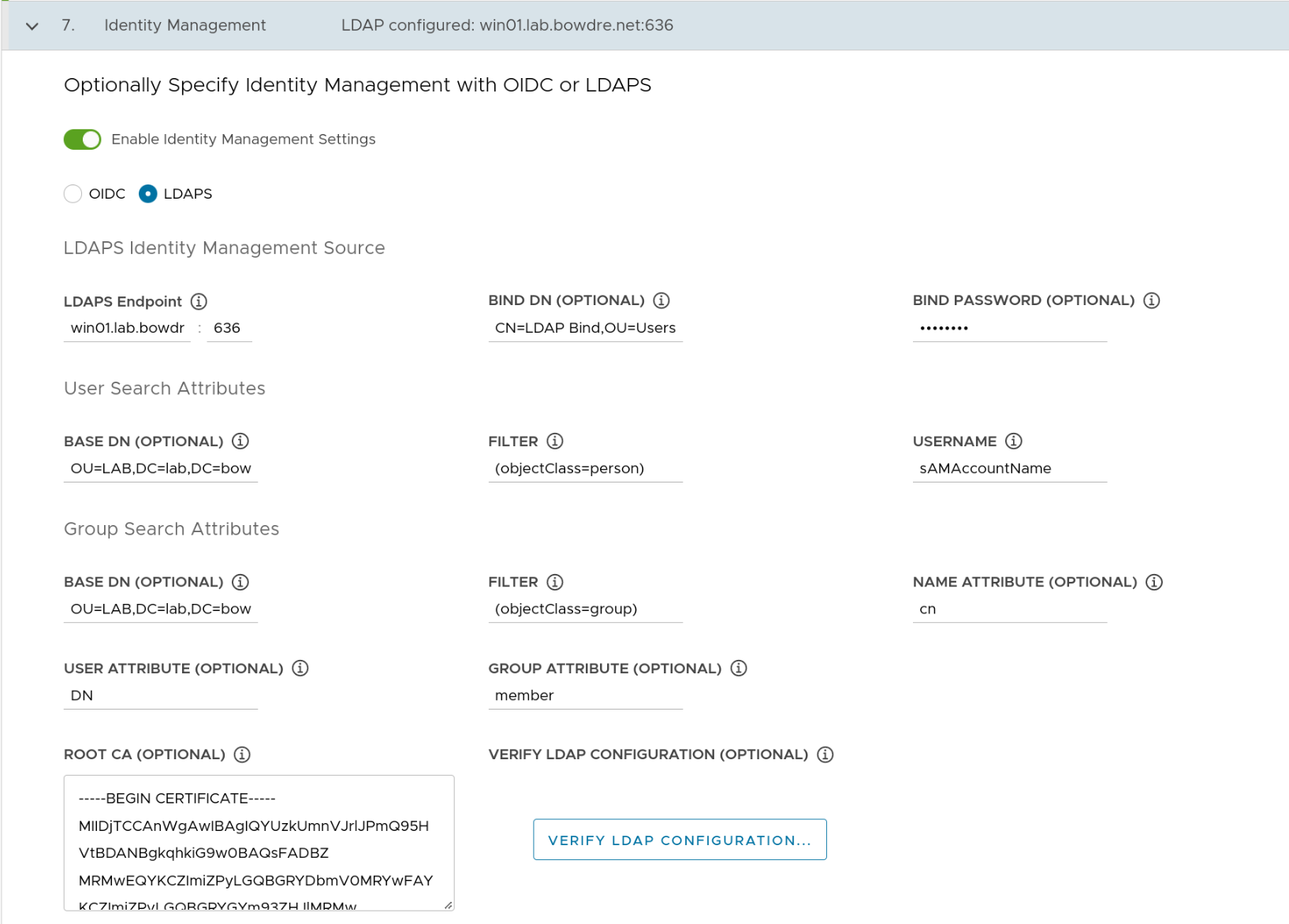 Completed Identity Management section