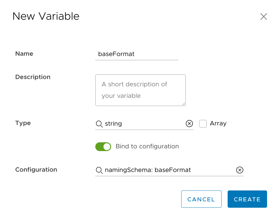 Binding a variable to a configuration