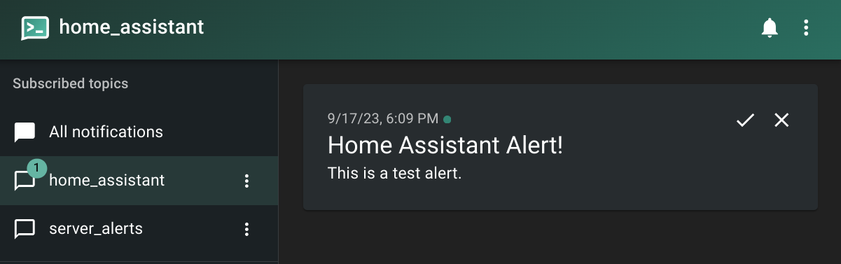 Home Assistant Test Receive