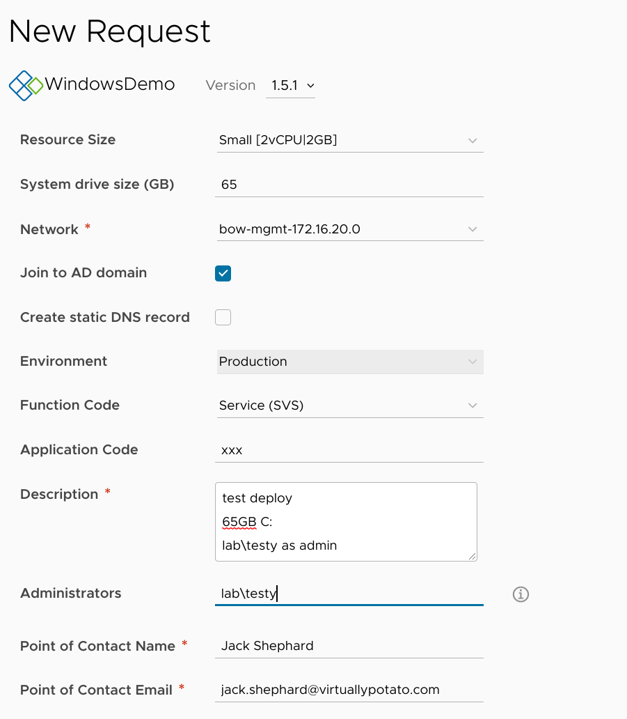 Submitting the test deployment