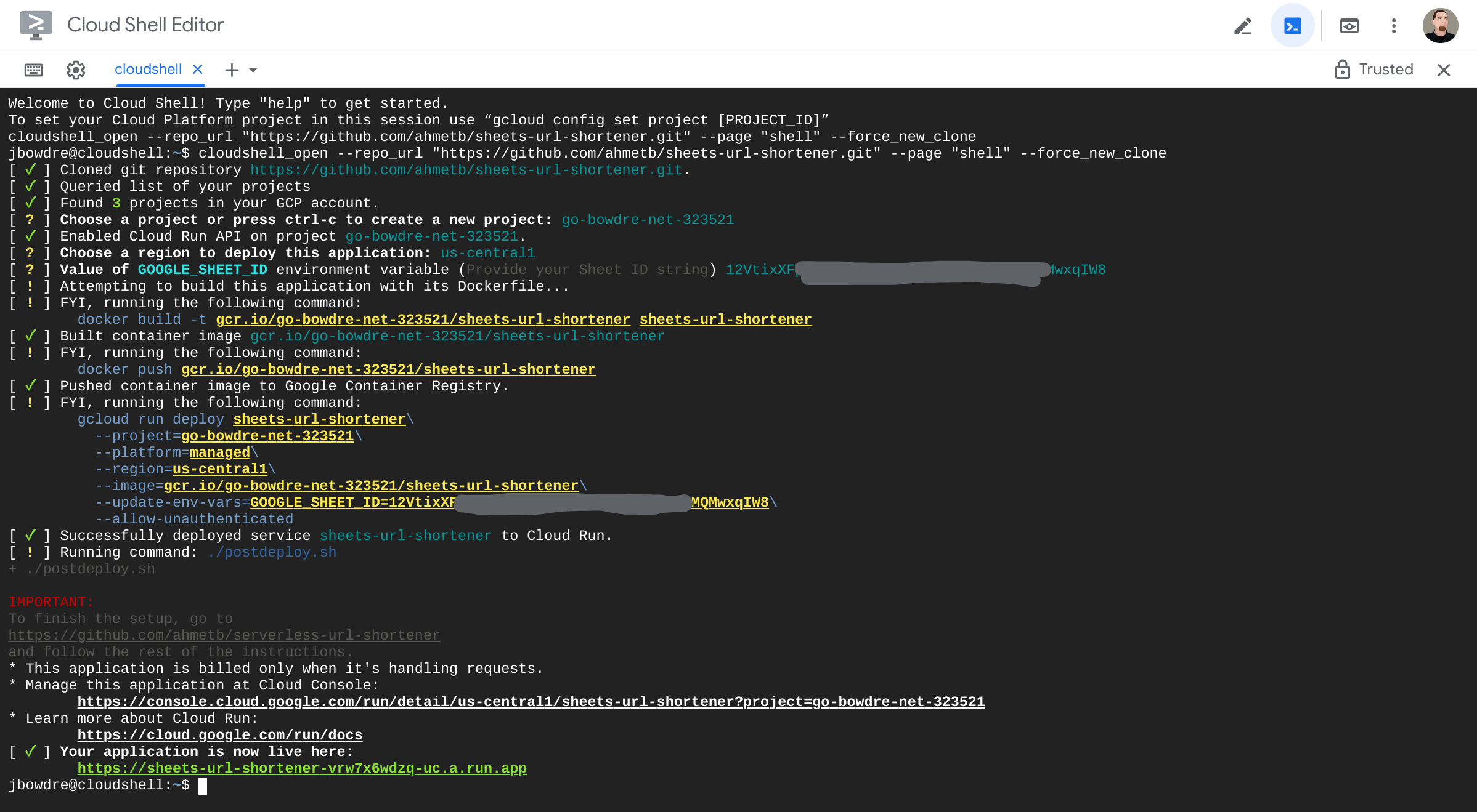 Cloud Shell deployment