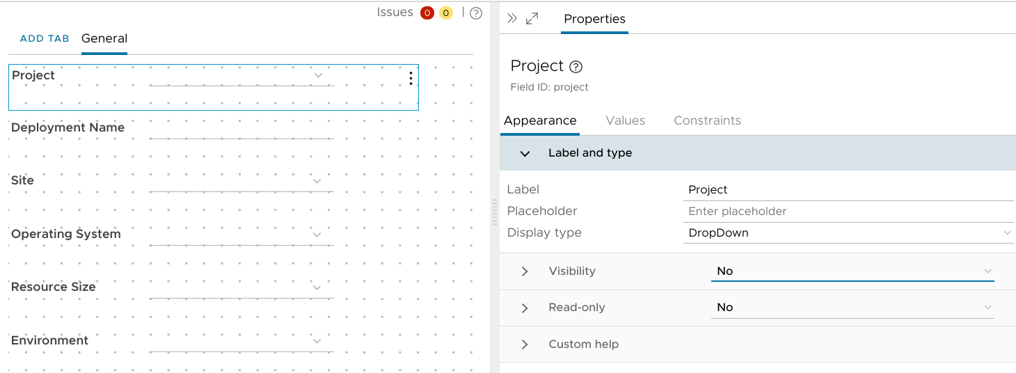 Hiding the Project field