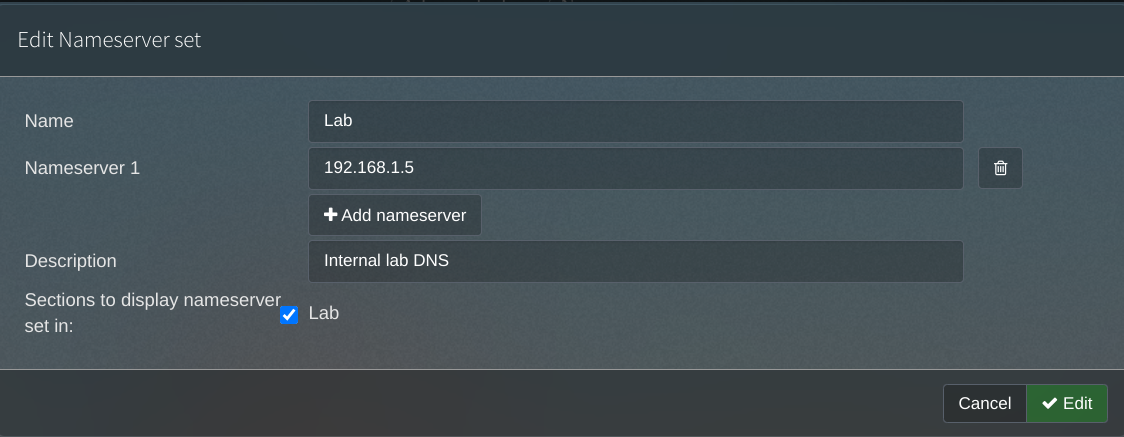 Designating the nameserver