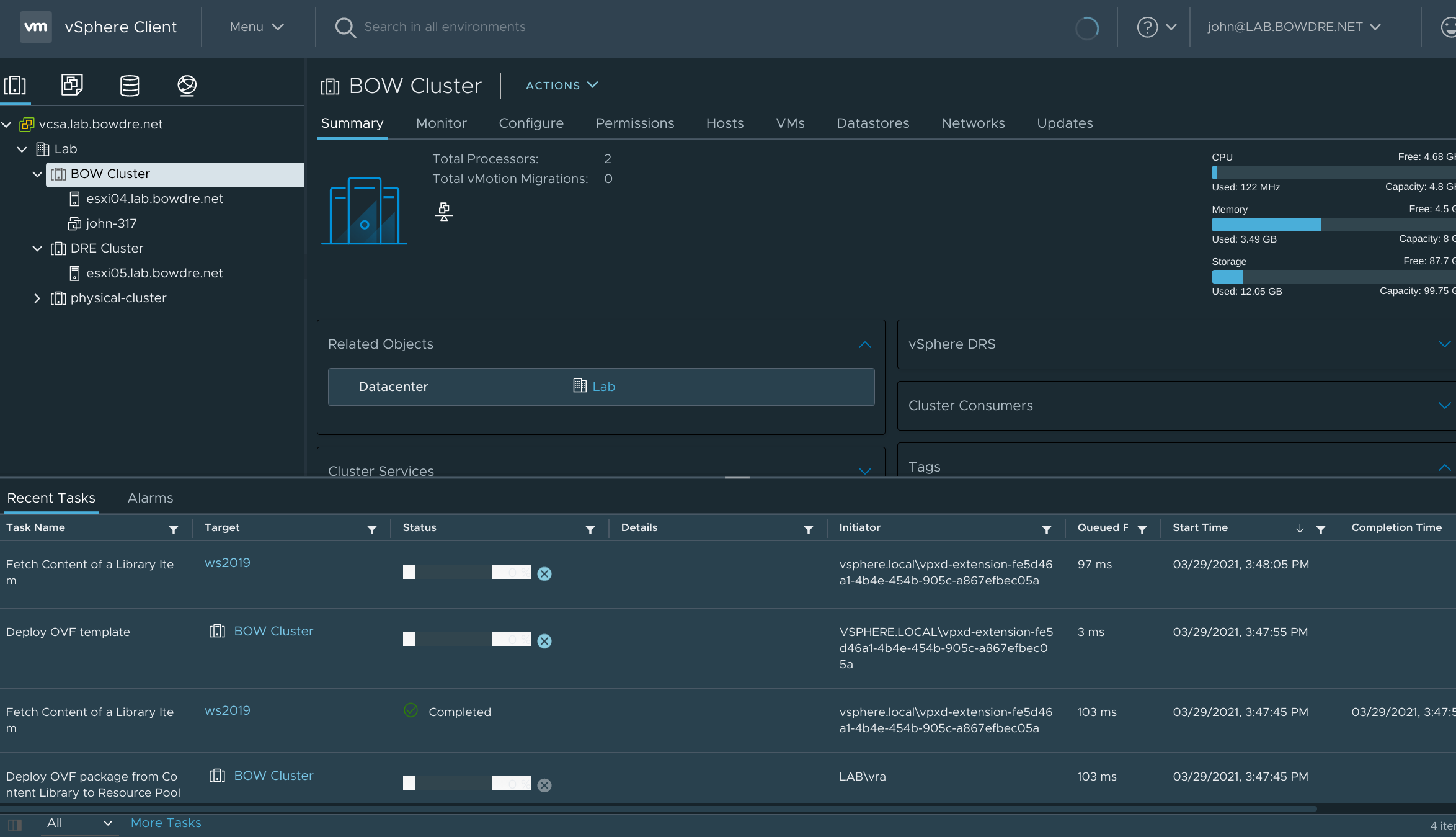 vSphere is cloning the source template