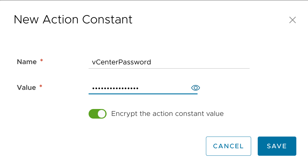 Creating an action constant