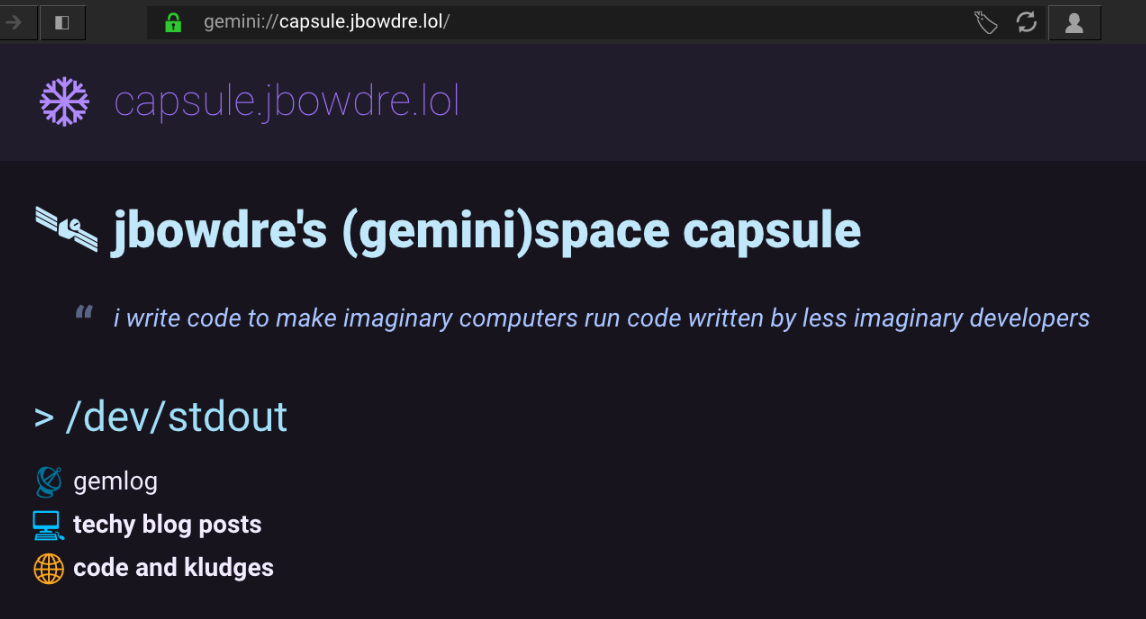 Gemini capsule served over gemini://