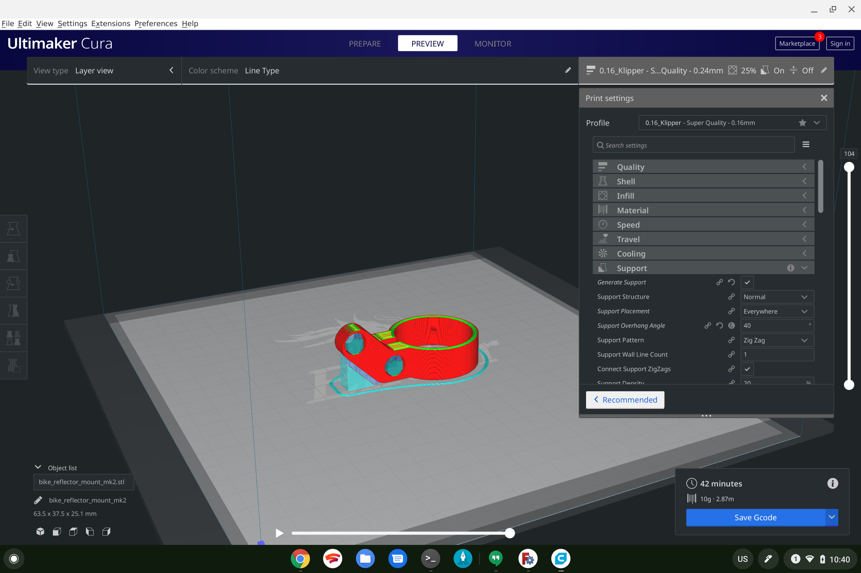 Screenshot of Ultimake Cura software