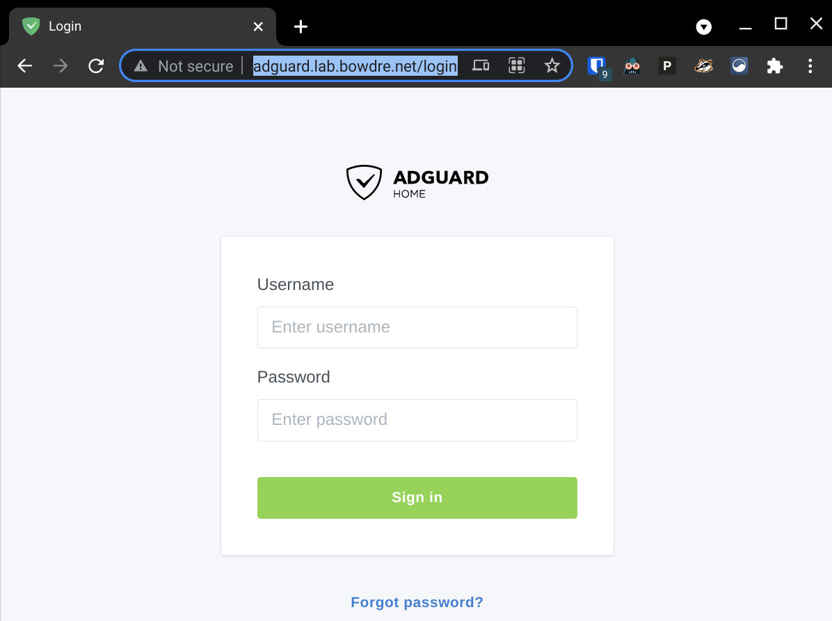 Login page