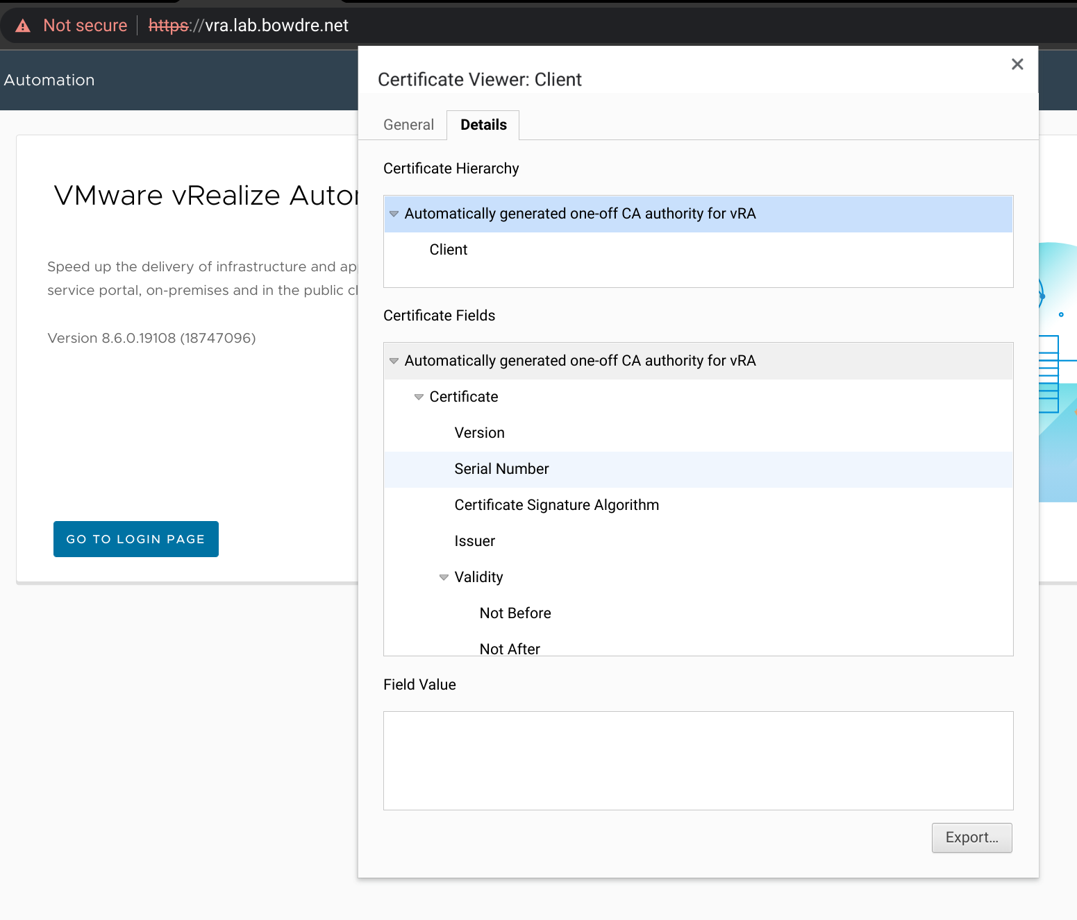 Exporting the self-signed CA cert