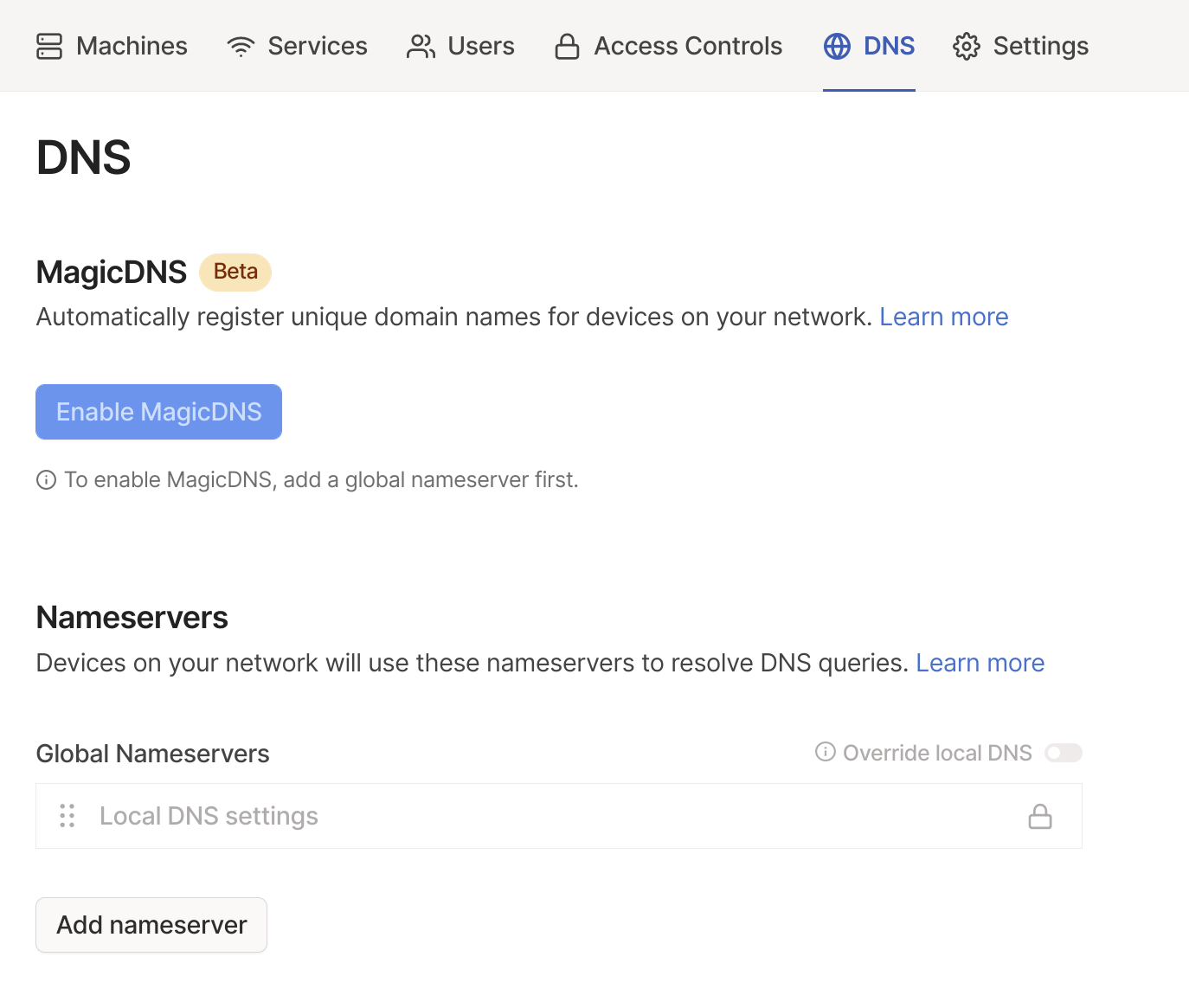 The DNS options