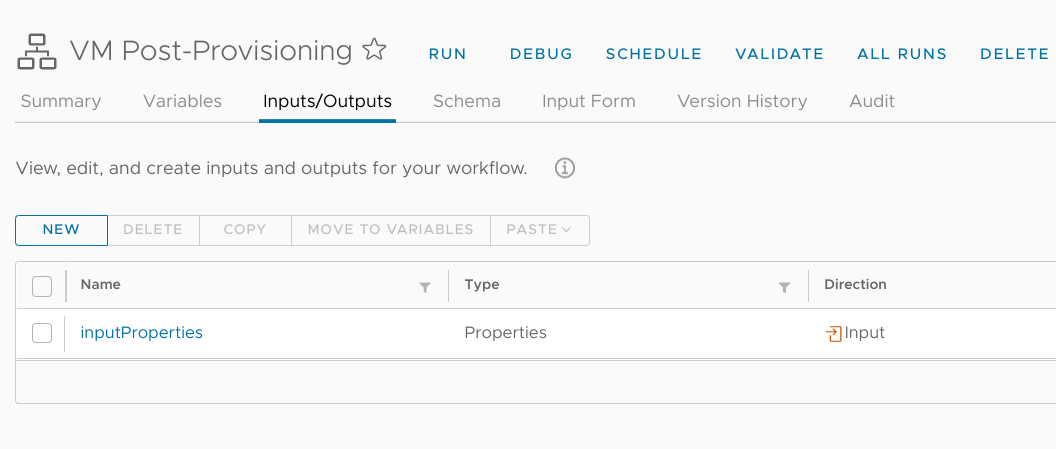 Workflow input